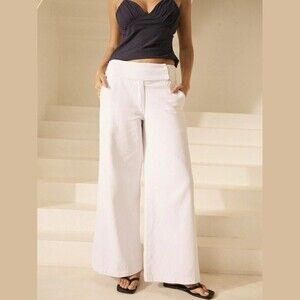 White Denim Wide Leg Extra Long Loose Fit Jeans